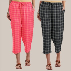 Combo of 2 Cotton Women Culottes Peach and Black-39602