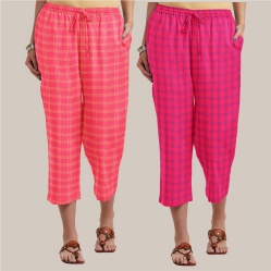 Combo of 2 Cotton Women Culottes Peach and Pink-39584