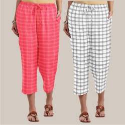 Combo of 2 Cotton Women Culottes Peach and White-39606