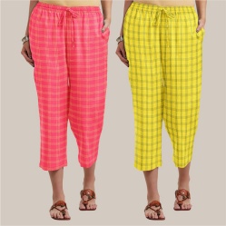 Combo of 2 Cotton Women Culottes Peach and Yellow-39576