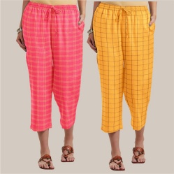 Combo of 2 Cotton Women Culottes Peach and Yellow-39597