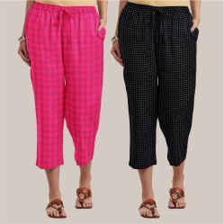 Combo of 2 Cotton Women Culottes Pink and Black-39515