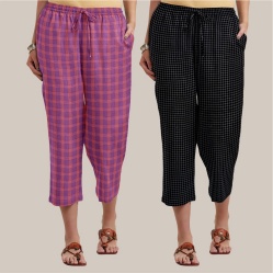 Combo of 2 Cotton Women Culottes Purple and Black-39511