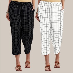 Combo of 2 Cotton Women Culottes White and Black-39516