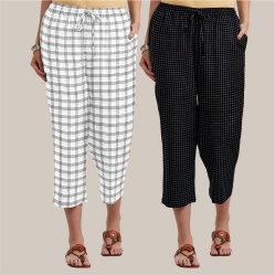 Combo of 2 Cotton Women Culottes White and Black-39519