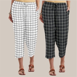 Combo of 2 Cotton Women Culottes White and Black-39600