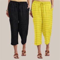 Combo of 2 Cotton Women Culottes Yellow and Black-39514