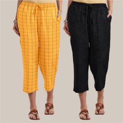 Combo of 2 Cotton Women Culottes Yellow and Black-39517