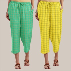 Combo of 2 Cotton Women Culottes Yellow and Green-39550