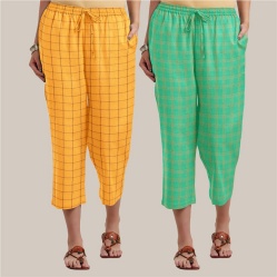 Combo of 2 Cotton Women Culottes Yellow and Green-39553