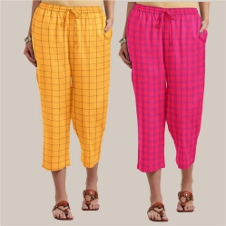 Combo of 2 Cotton Women Culottes Yellow and Pink-39580