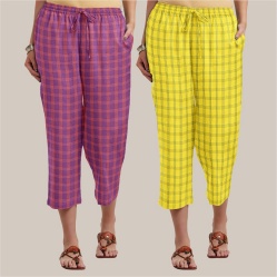 Combo of 2 Cotton Women Culottes Yellow and Purple-39539