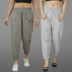Combo of 2 Gray and Light Gray Pure Cotton Four Pocket Cargo Pants-45517