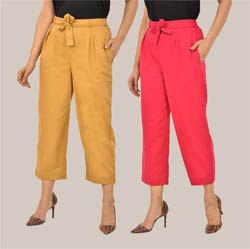 Combo of 2 Pink and Beige Cotton Culottes-38494