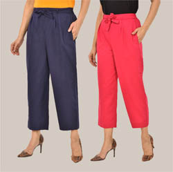 Combo of 2 Pink and Navy Blue Cotton Culottes-38501