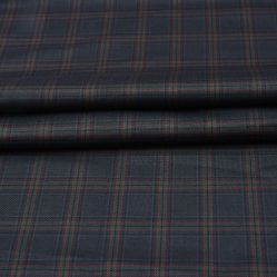 Wool Blazer Fabric (2 Meter)-Dark Gray Black Checks-90747