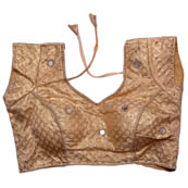 Gold Brocade Silk with Mirros Lining Padded Cut Sleeves Blouse-7155