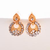 Gold Stone Circular Design with Golden Polish Earring for Women