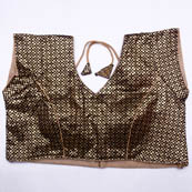 Gold and Black Floral Shape Brocade Silk Lining Padded Blouse-7171