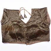 Gold and Black Square Shape Brocade Silk Lining Padded Blouse-7178