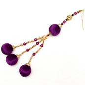 Golden Decorative Latkans with Purple Pom Pom-0046