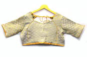 Golden and Gray Unique Silk Brocade Blouse-30107