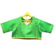Golden and Green Unique Silk Brocade Blouse-30108