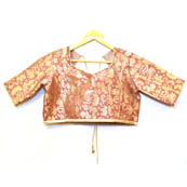 Golden and Purple Tree Silk Brocade Blouse-30085