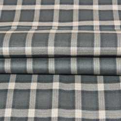 Gray Beige Checks Tweed Wool Fabric-90767
