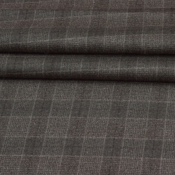 Gray Black Checks Tweed Wool Fabric-90640