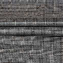 Gray Black Checks Tweed Wool Fabric-90768
