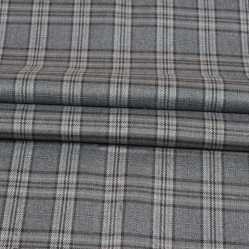 Gray Black Checks Tweed Wool Fabric-90779