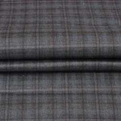 Gray Black Checks Tweed Wool Fabric-90787