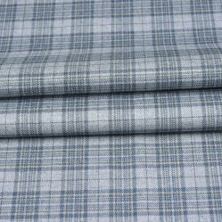 Gray Blue Checks Tweed Wool Fabric-90702