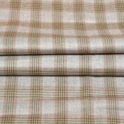 Gray Brown Checks Tweed Wool Fabric-90759