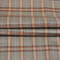 Gray Brown Checks Tweed Wool Fabric-90786
