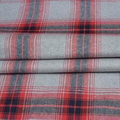 Gray Red and Black Twill Cotton Handloom Fabric-90403