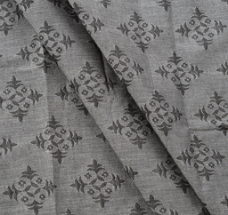 Gray and Black Floral Design Cotton Handloom Jacquard Fabric-40147