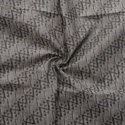 Gray and Black Zig Zag Design Cotton Jacquard Handloom Fabric-40156