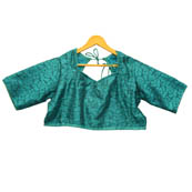 Green Floral Silk Brocade Blouse-30104