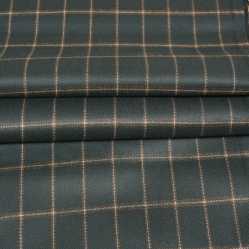 Green White Checks Tweed Wool Fabric-90770