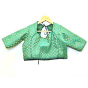 Green and Golden Paisley Silk Brocade Blouse-30088