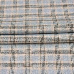 Grey Beige Checks Tweed Wool Fabric-90710