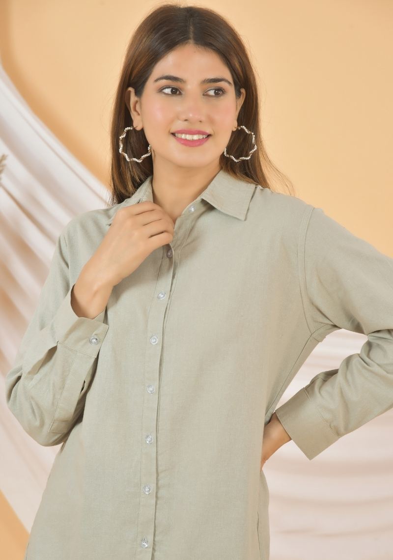 Light Gray Airy-Linen Shirt-49148