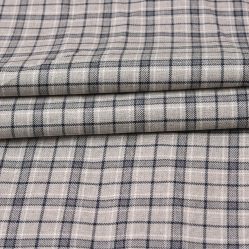 Wool Blazer Fabric (2 Meter)-Light Gray Black Checks-90728