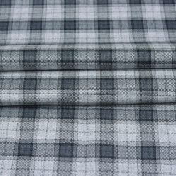 Light Grey Black Checks Tweed Wool Fabric-90709