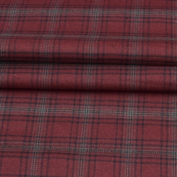 Maroon Black Checks Tweed Wool Fabric-90630
