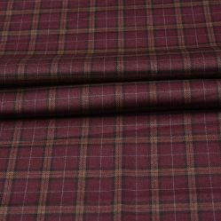 Wool Blazer Fabric (2 Meter)-Maroon Brown Checks-90743