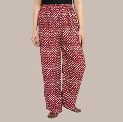 Maroon White Cotton Polka Palazzo Pant-36304