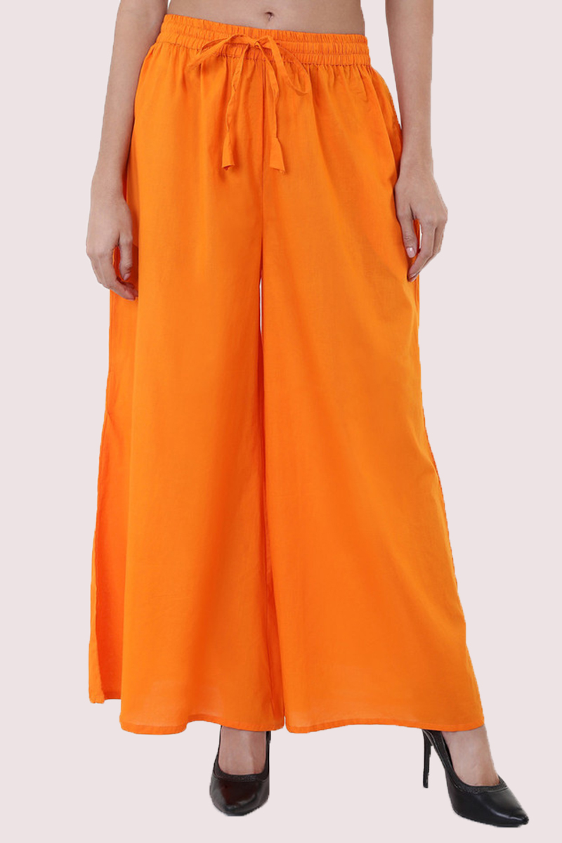 Mustard Cotton Solid Women Palazzo-33310